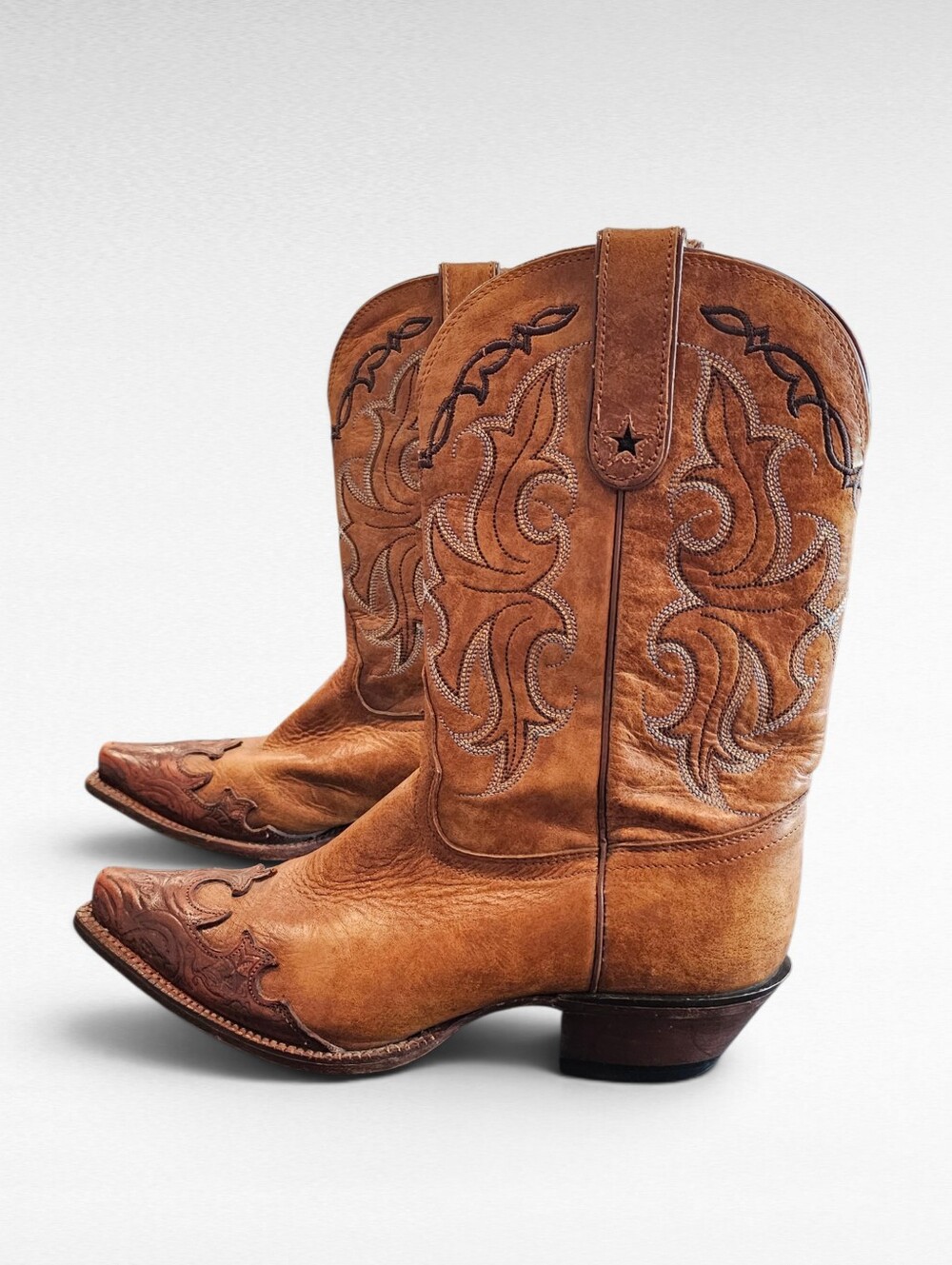 Tony Lama VF6003 Brown Leather Snip Toe Cowgirl Western Boots Size 8.5B